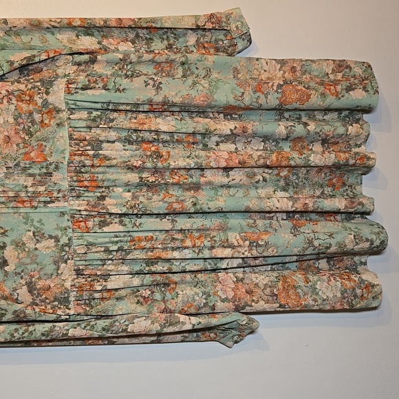 Peruvian Connection Rayon Wellfleet Chemise Green Floral Print Mini Dress Tunic - Picture 8 of 11